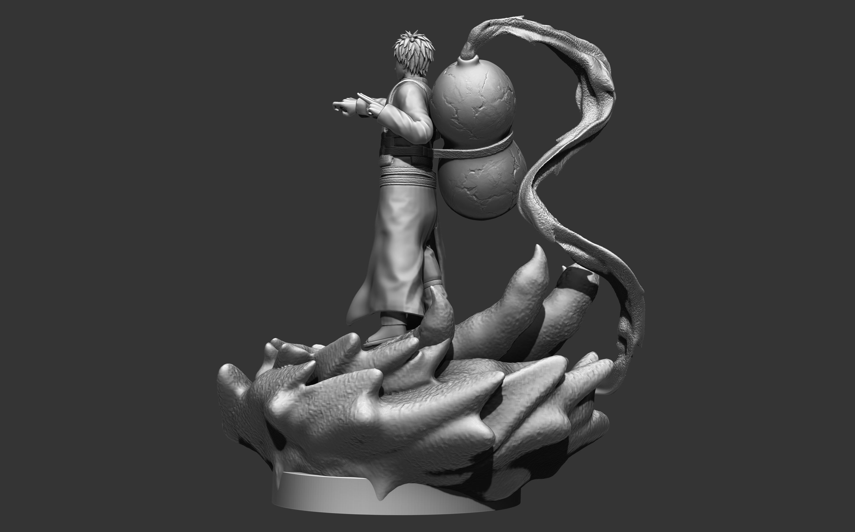 gaara 3d print statue figurine - naruto shippuden 3D print model_6