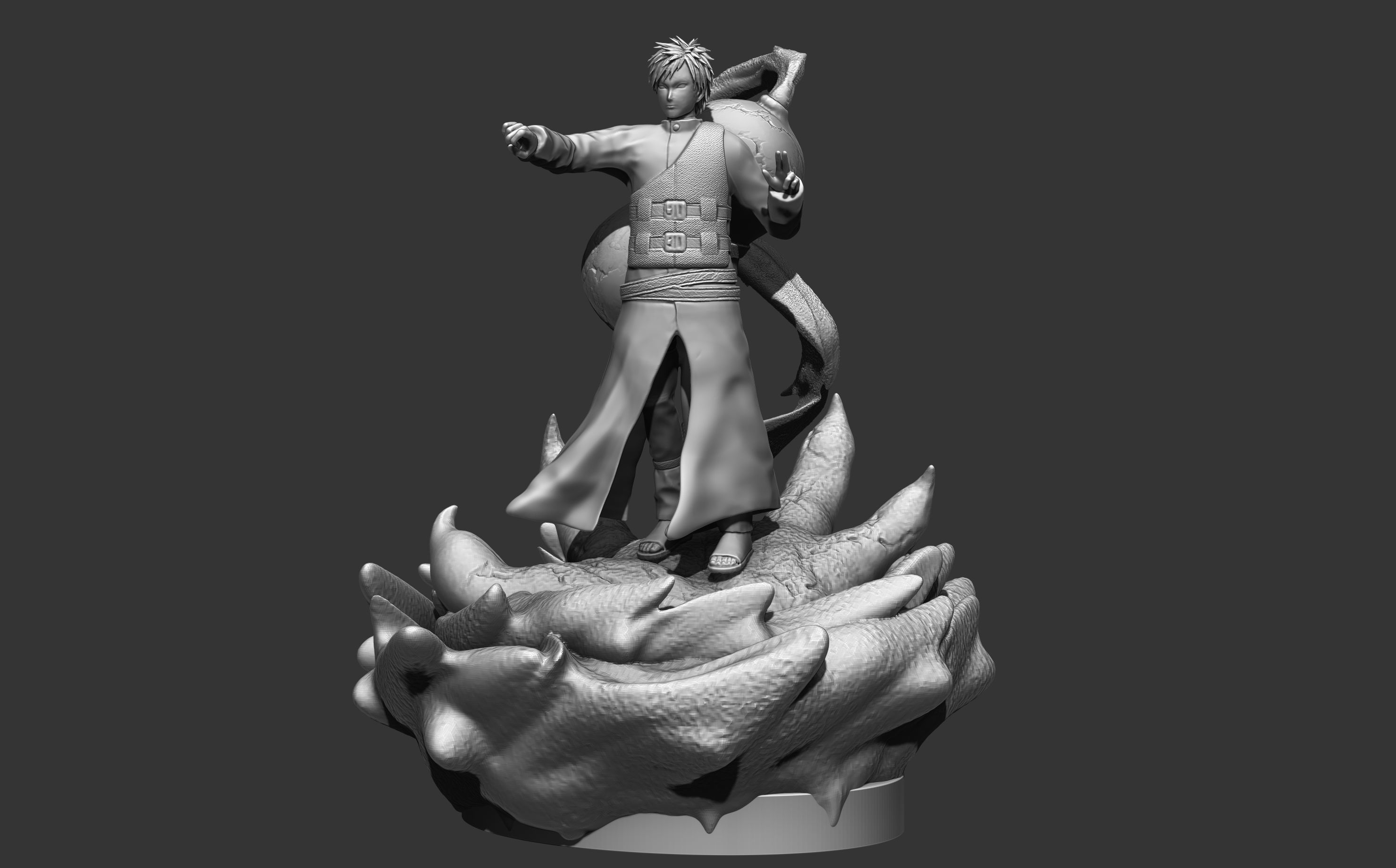 gaara 3d print statue figurine - naruto shippuden 3D print model_3