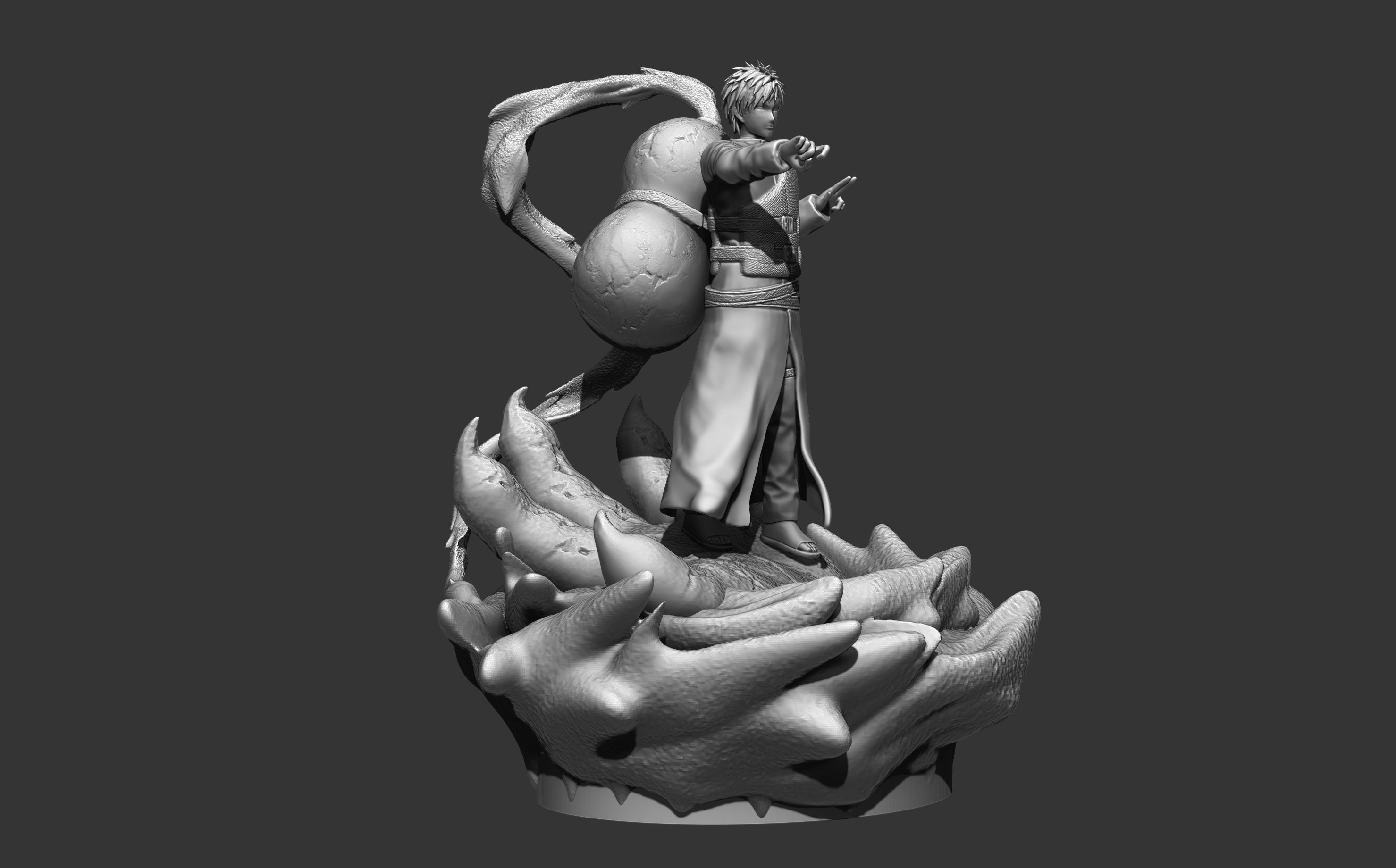 gaara 3d print statue figurine - naruto shippuden 3D print model_10