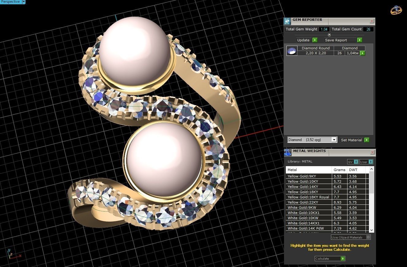 RING PEARLS DIAMONDS 3D print model_2