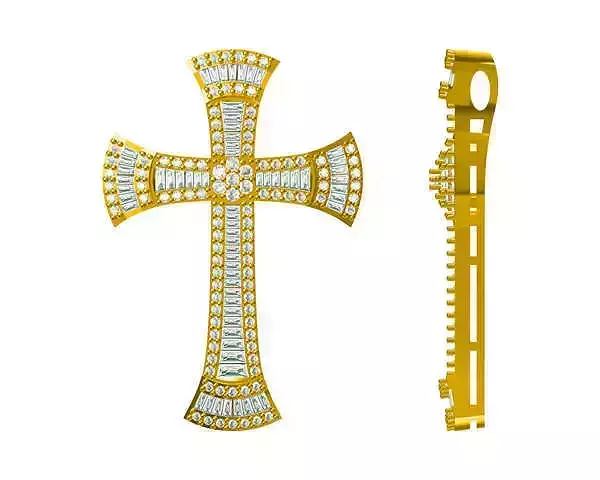 JCD format Elegant cross pendant baguette cut design pendant