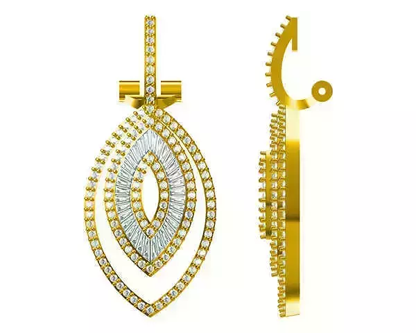 JCD Format Marquise shape pendant baguette cut diamond pendant