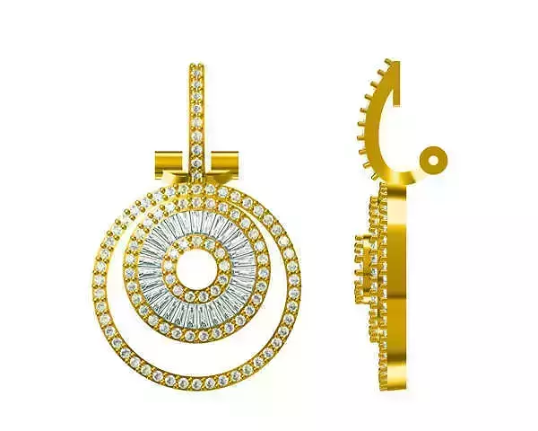 JCD Format Round shape earrings baguette cut earrings 