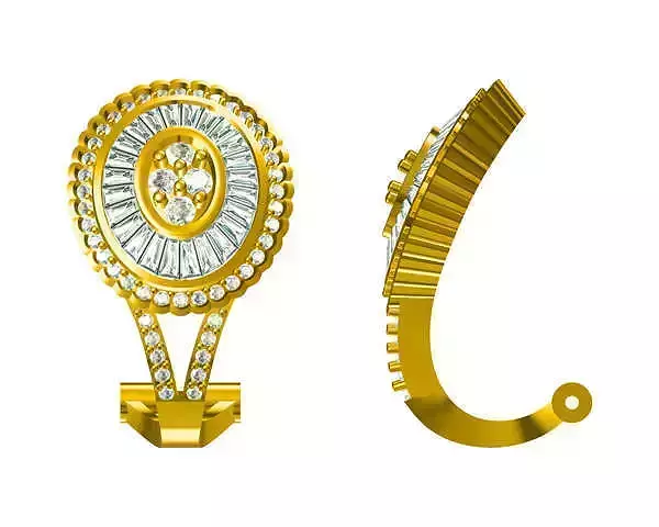 JCD Format Gold hoop earrings baguette cut diamond earrings