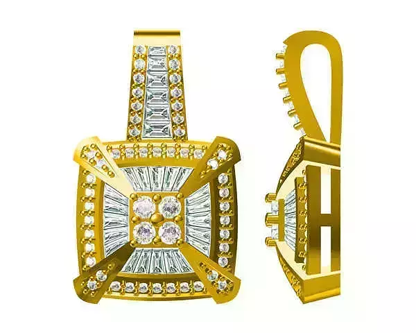 JCD format Vintage square shape pendant baguette cut pendant