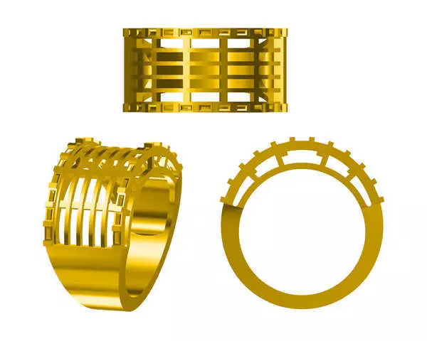 JCD Format Unique square cut diamond design ring jewelers file 3D print model