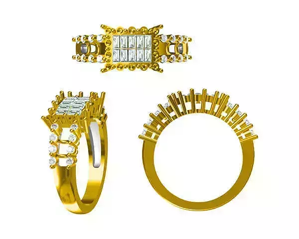 JCD Format Classic rectangle shape with round cut diamond design