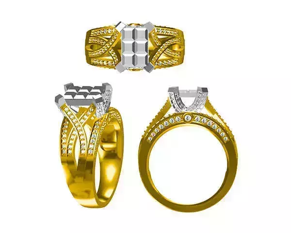 JCD Format Vintage rectangle shape engagement rings jewelcad