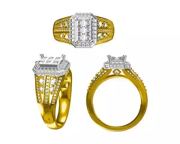 JCD Format Unique rectangle shape engagement rings 3dm jewelry