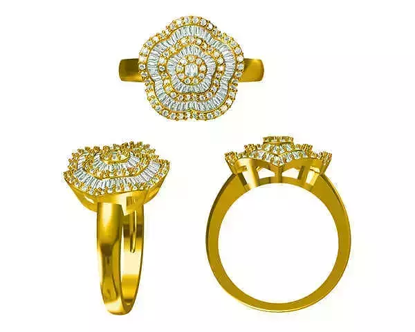 JCD Format  Delicate flower shape with baguette design pendant