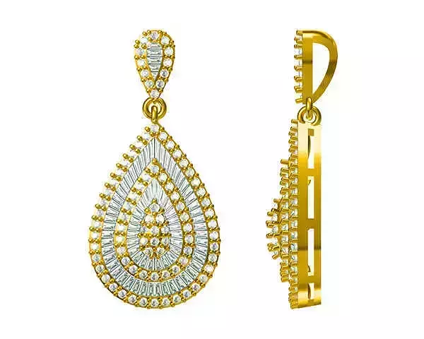 JCD format Minimalist drop shape with baguette cut pendant