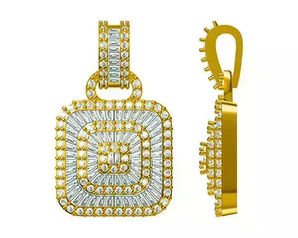 JCD Format Classic square shape baguette design pendant