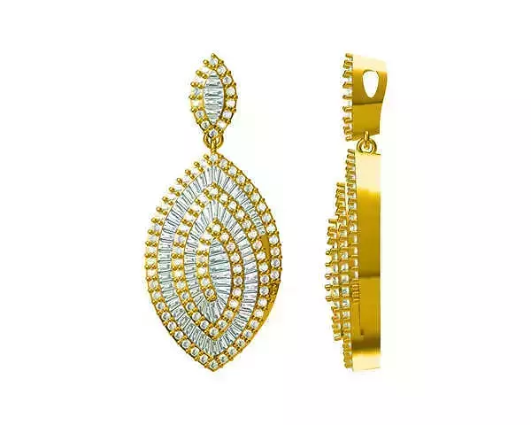 JCD format Vintage marquise shape with baguette cut pendant