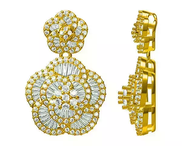 JCD format Delicate flower shape with baguette cut pendant