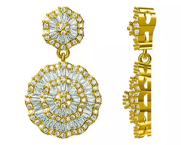 JCD format Vintage flower shape baguette cut diamond pendant