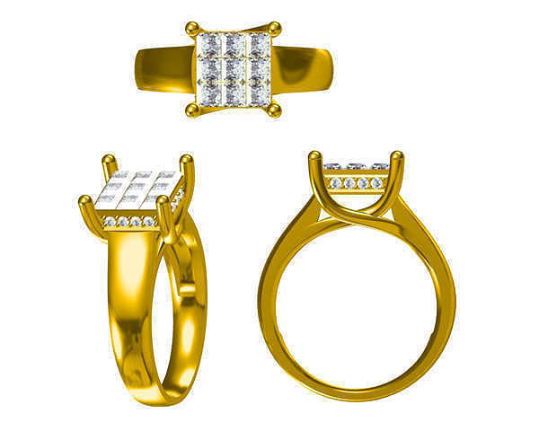 JCD Format Vintage square shape  engagement rings files for sale 3D print model