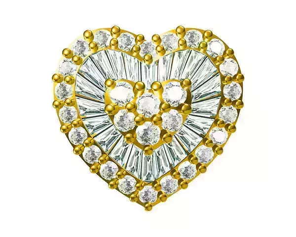 JCD Format Heart shape earrings baguette cut diamond design