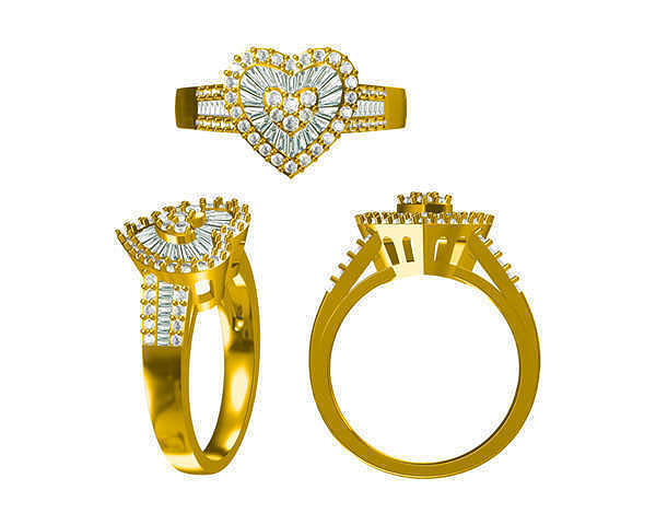 JCD Format Delicate heart shape with baguette cut diamond desgin 3D print model