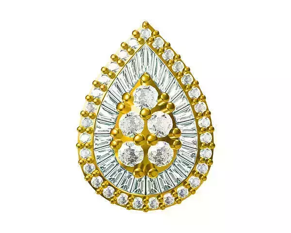 JCD Format  Delicate drop shape with baguette cut pendant 3D print model