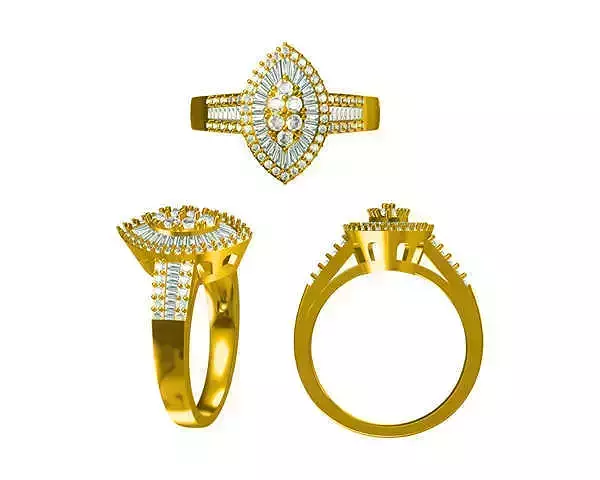 JCD Format Classic marquise shape baguette cut rings 3dm jewelry