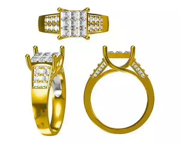 JCD Format Classic square shape round cut diamond design ring