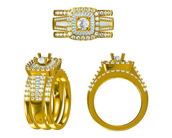 JCD Format Vintage square shape  engagement rings files 3D print model