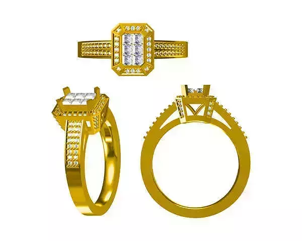 JCD Format Classic rectangle shape with round cut design ring