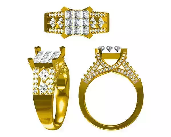 JCD Vintage square shape  engagement rings 3d jewelry files