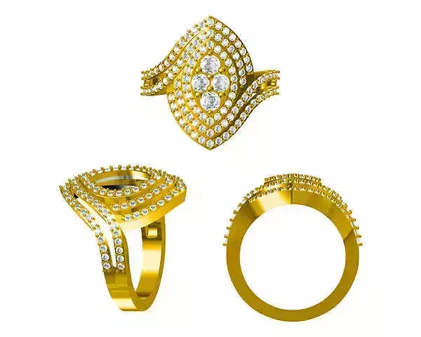 JCD Format Vintage oval shape round cut diamond shape ring