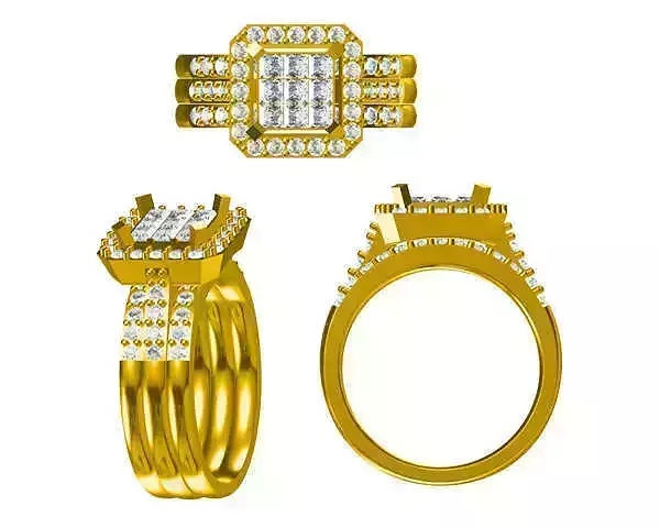 JCD Format Classic square shape round cut diamond design ring