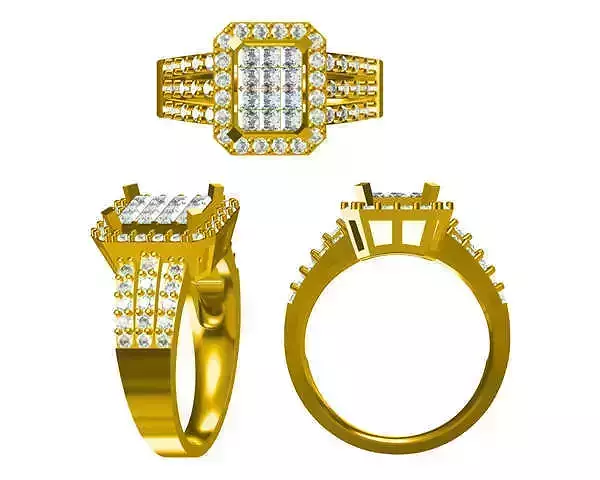 JCD Format Classic rectangle shape round cut engagement rings 3D print model