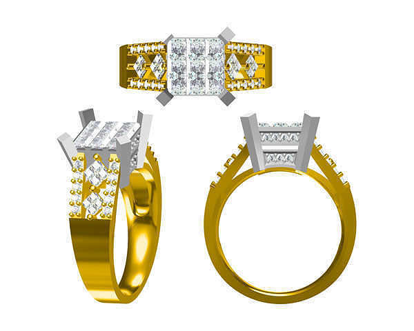 JCD Format Classic rectangle shape cut engagement rings jewelry 3D print model