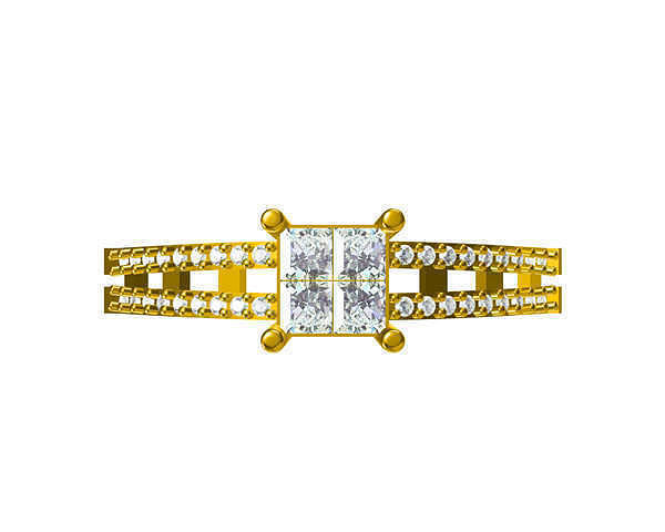 JCD Format Classic square shape baguette cut diamond design ring 3D print model