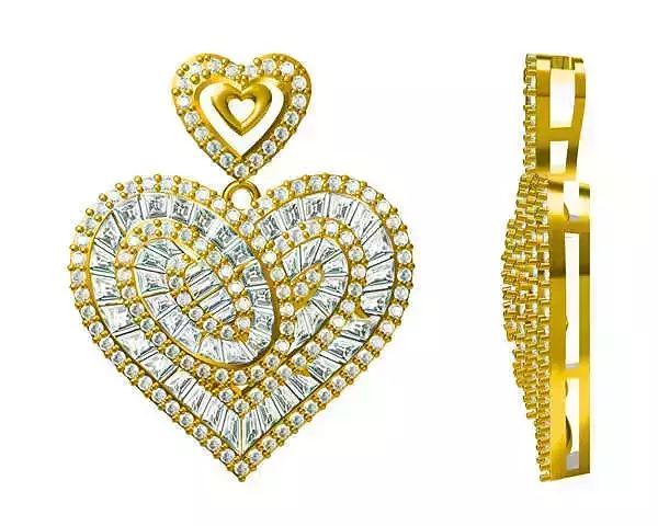 JCD format Delicate heart shape with baguette cut desgin pendant