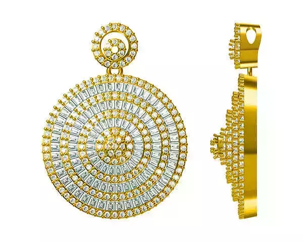 JCD format Classic round shape pendant baguette cut design