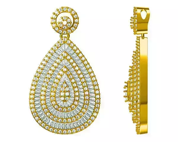 JCD format Elegant drop shape with baguette cut design pendant