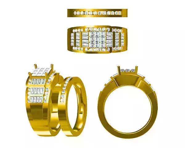 JCD Format Engagement ring baguette cut for women cad jewellery 