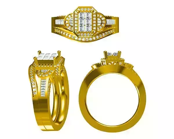 JCD Format Baguette bridal set ring mens baguette ring