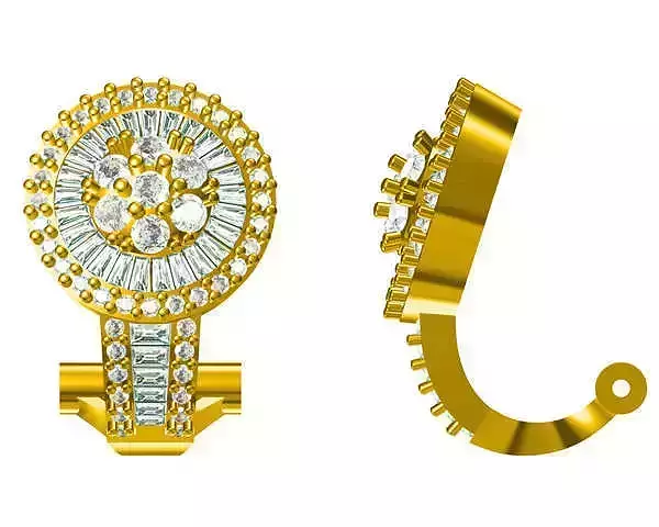 JCD Format Classic round shape earrings baguette cut design