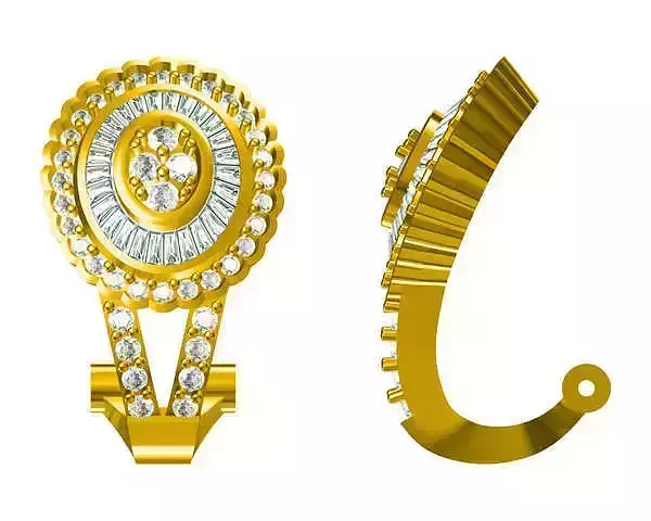 JDC Format Vintage oval shape earrings baguette cut design