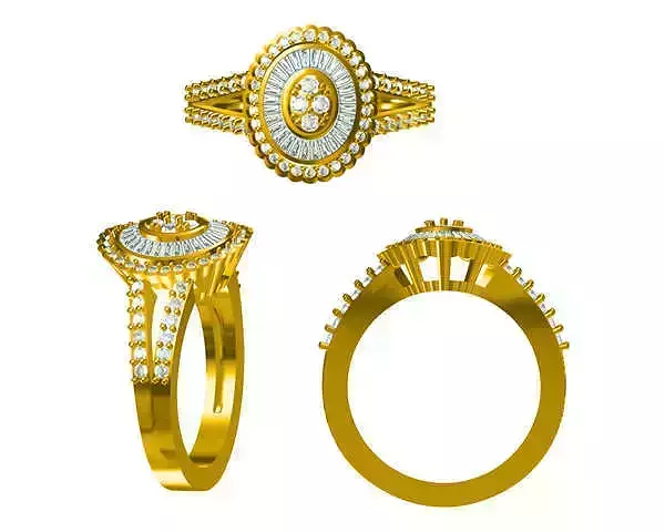 JCD Format Vintage oval shape baguette cut ring design