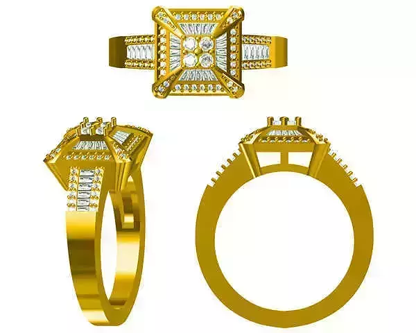 JCD Format Baguette ring band CAD file baguette wedding ring