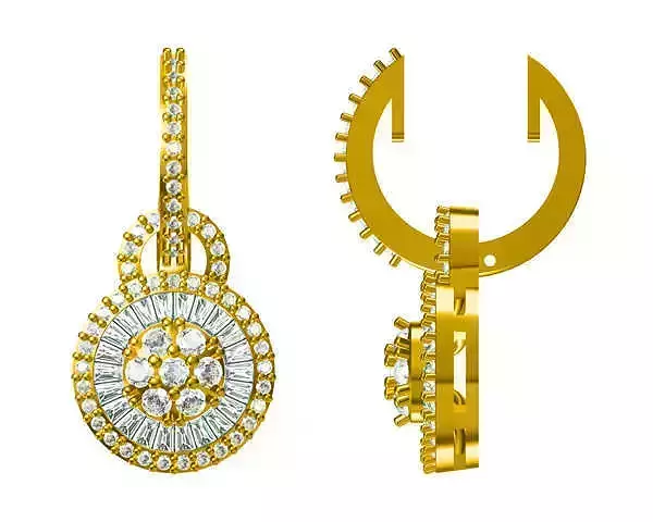 JCD Format Classic round shape earrings baguette cut design