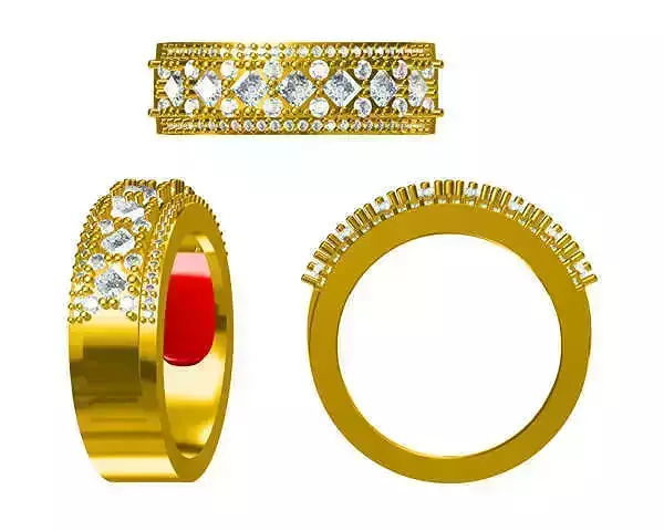 JCD Format  Custom classic round cut and baguette ring  3D print model