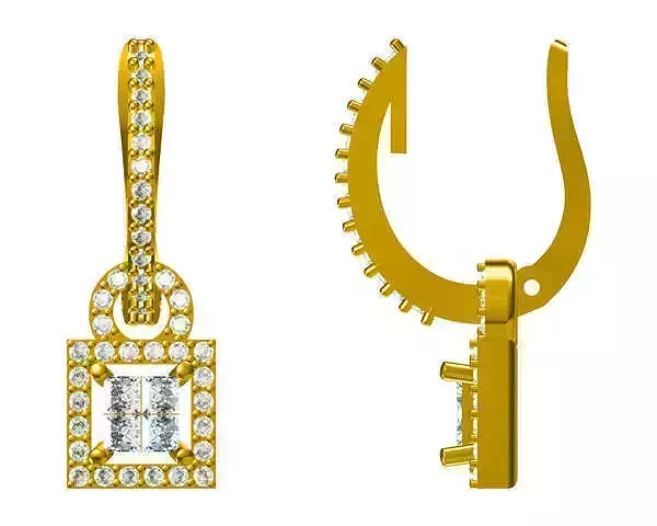 JCD Format Square shape earrings classic round cut earrings 