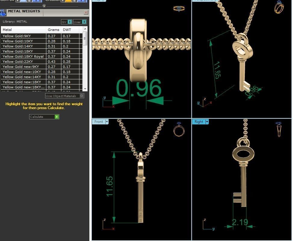 Lock and Key pendant 3dm render detail 3D print model_5