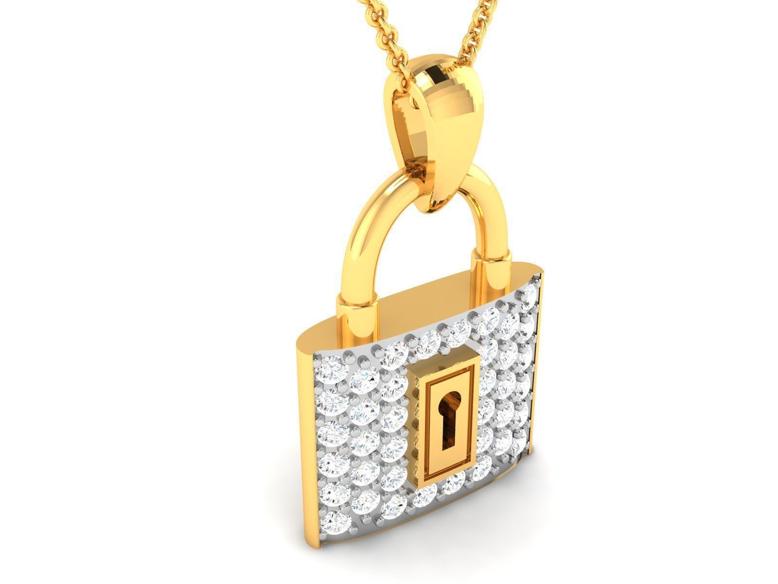 Lock and Key pendant 3dm render detail 3D print model_2