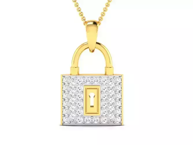 Lock and Key pendant 3dm render detail 3D print model