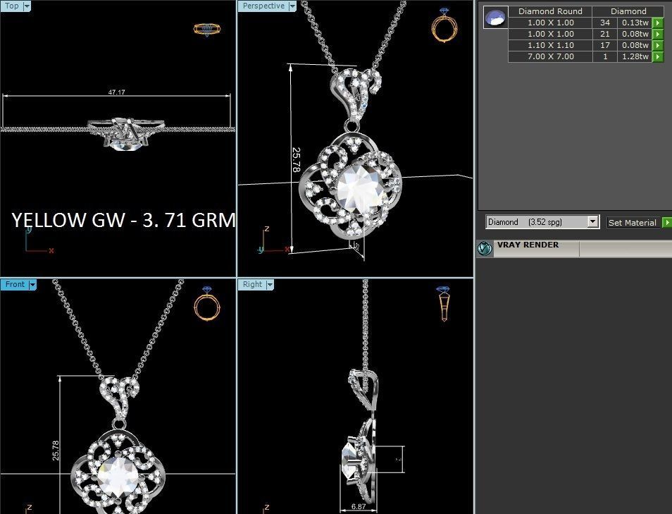 Women pendant 3dm render detail 3D print model_2