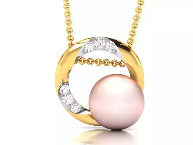 Women pearl pendant 3dm render detail